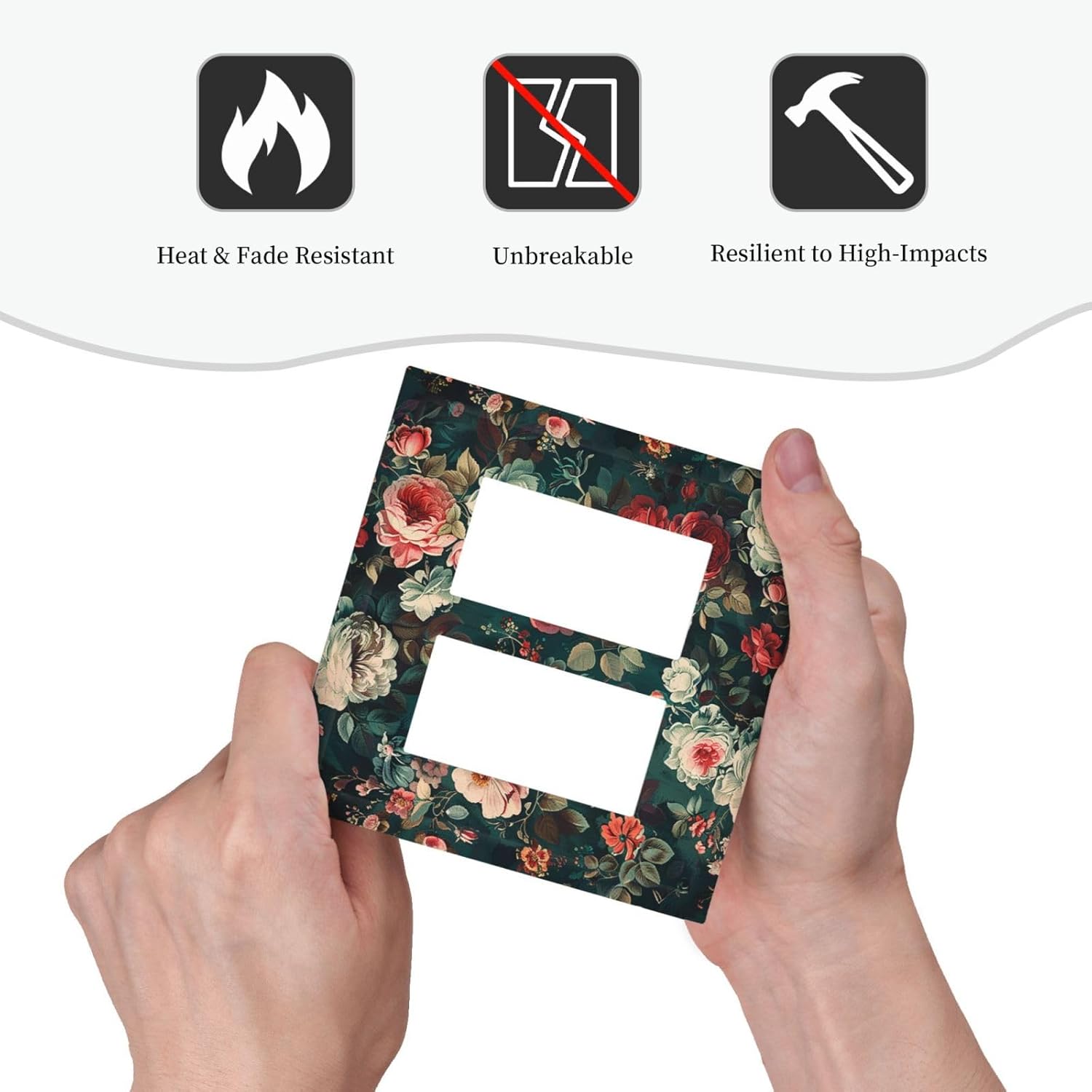 Decorative Outlet Covers Baroque Vintage Peony Flower Floral 2 Gang Double GFCI Rocker Electrical Wall Panels Light Switch Cover Plate for Bedroom Farmhouse Decor