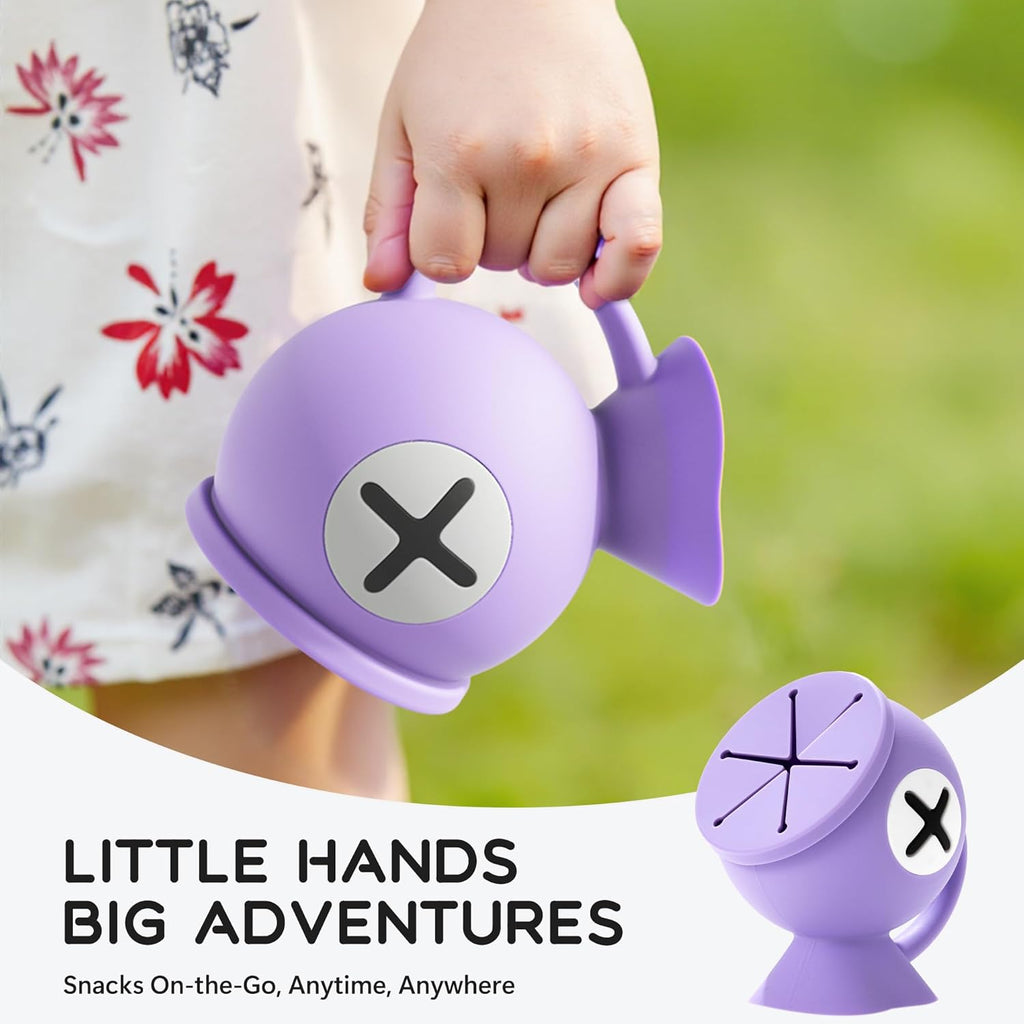 Li&Zhao Toddler Snack Cups - Baby Snack Containers Silicone Snack Cups for Toddlers Spill Proof Baby Food Catcher for Toddlers and Babies(Purple)