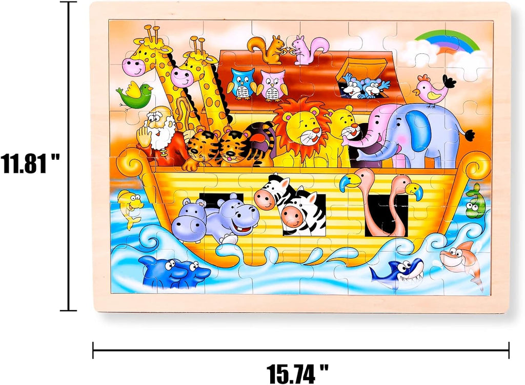 Noah Jigsaw Puzzles for Toddlers Age 3-5, 48pcs Preschool Educational Learning Toys Sets Gift for Baby Infants Boys and Girls (Noah's Ark…)