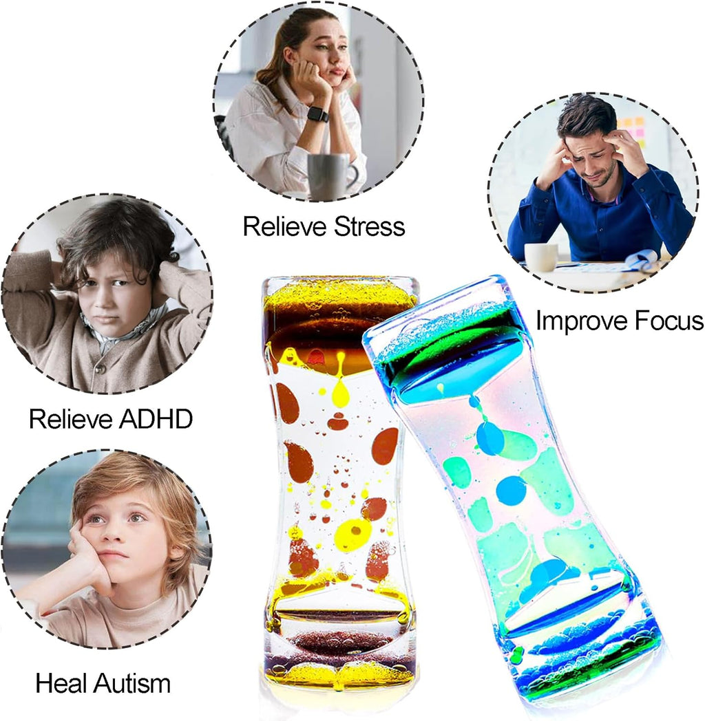 Liquid Motion Bubbler Sensory Toys, 12 Pack Liquid Timer Desktop Colorful Hourglass Liquid Bubbler, Small Calming Relaxing Toys Sensory Anxiety Autism ADHD Fidget Toys