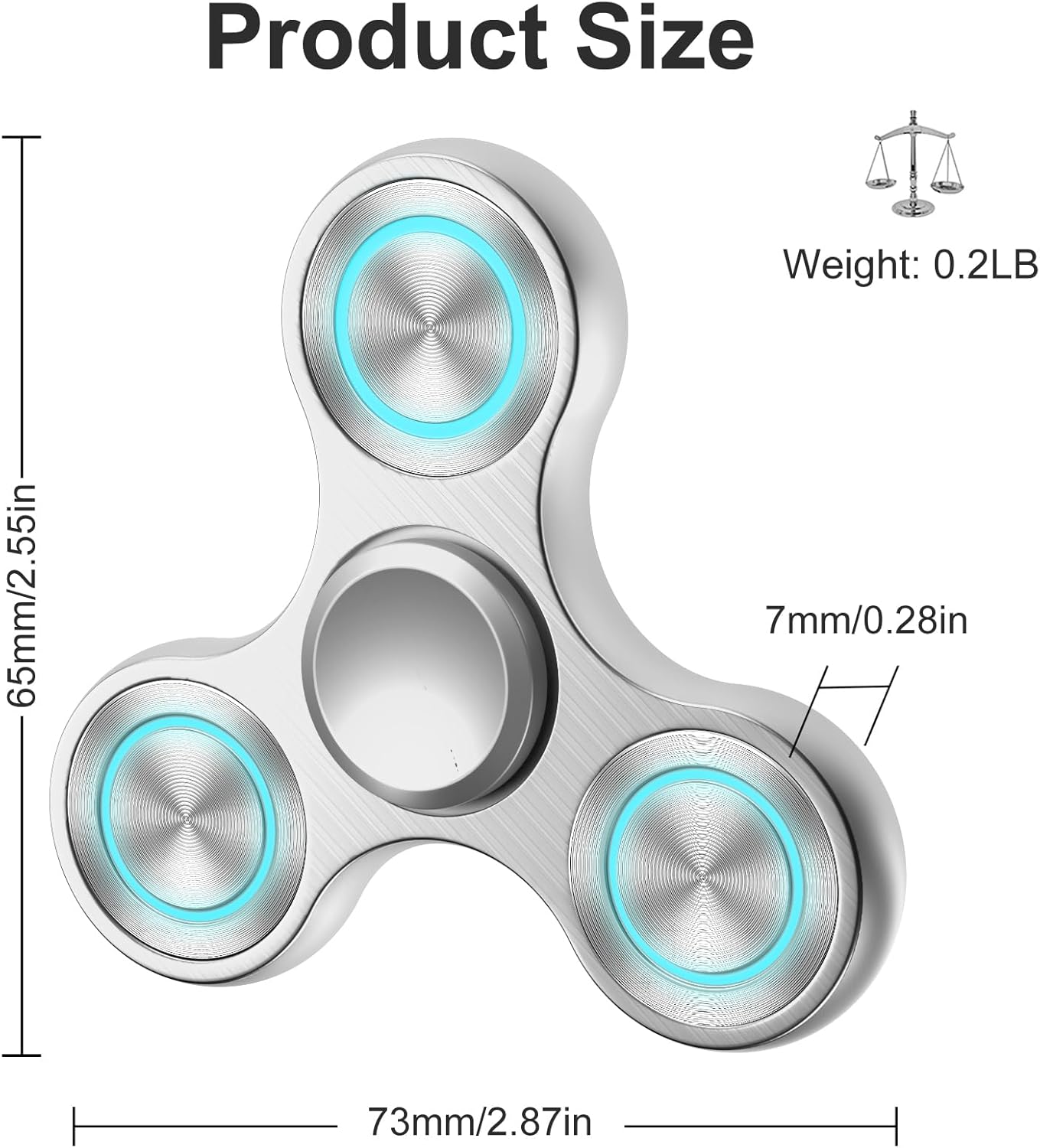 Fidget Spinners Toy, Metal Stainless Steel Bearing High Speed 4-8 Min Spins, EDC ADHD Stress Anxiety Relieves Fidgets Finger Toys, Spinner Toys for Kids and Adults