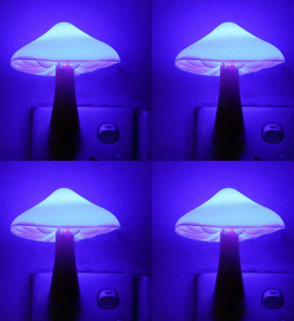 AUSAYE 4 Pack Plug in Night Light, Mushroom Light LED Nightlights for Kids, Adults, Bedroom, Bathroom,Hallway, Stairs, Kitchen Blue