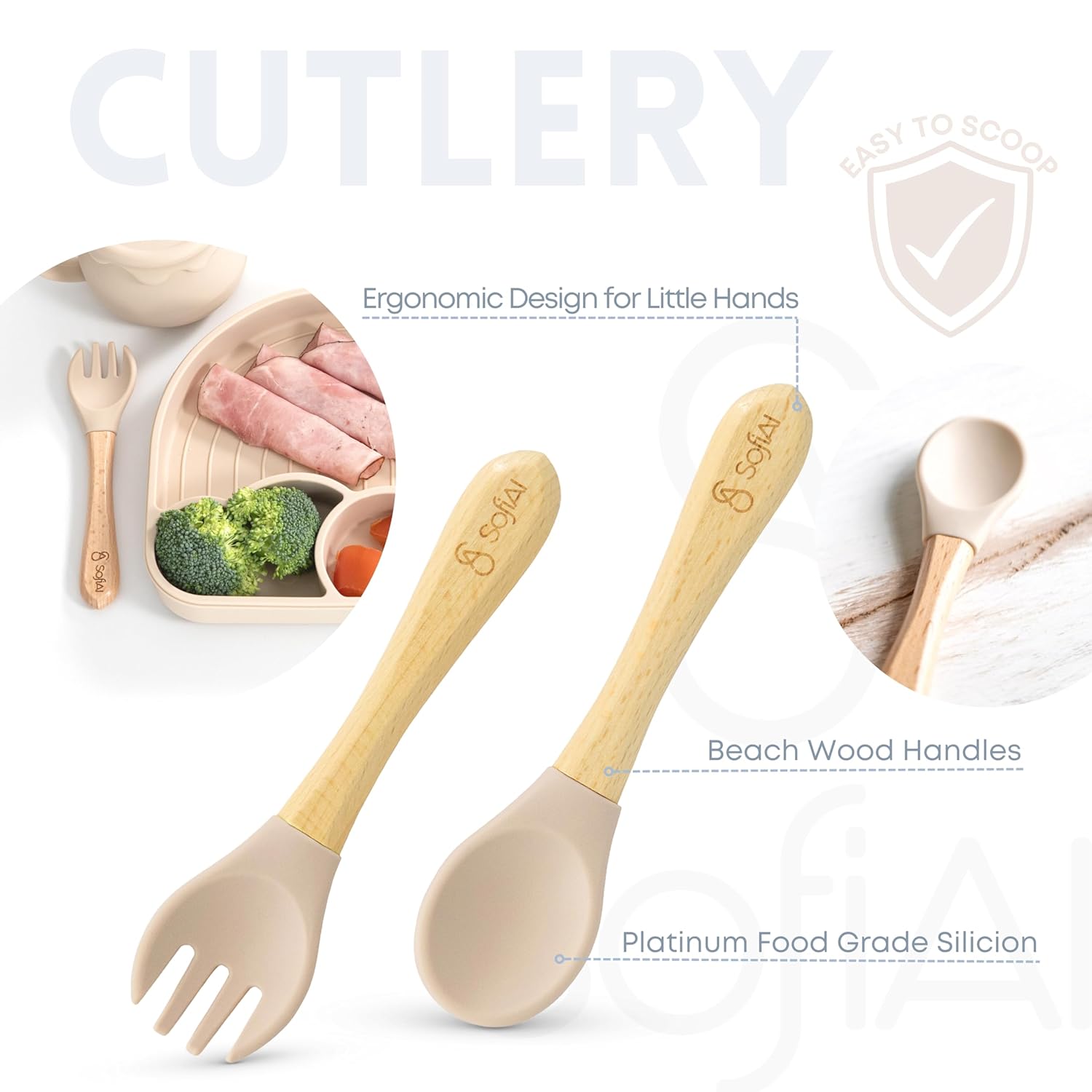 All In One Silicone Feeding Set - Safe for 6-12 Months - Non-Toxic Baby Led Weaning Supplies - Toddler Self Feeding Utensils - BPA-Free - Mess Free Essentials