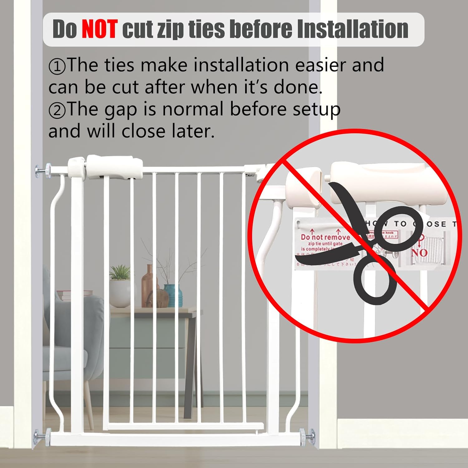 Extra Wide Baby Gate - 48-52.7 Inch Tension Mounted Safety Child & Pet Gate - White Metal - Walk Through - Long - for House Doorways & Stairs