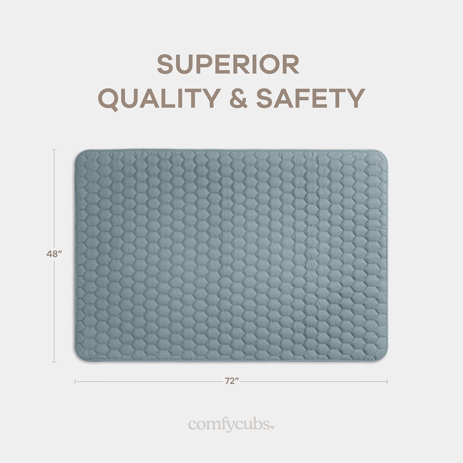 Comfy Cubs Rectangle Kids Play Mat - Medium 48 x 72 inches Soft Quilted Baby Floor Mat with Non-Slip Bottom - Plush Design for Toddlers Playtime and Relaxation - Comfortable and Durable - Pacific Blue