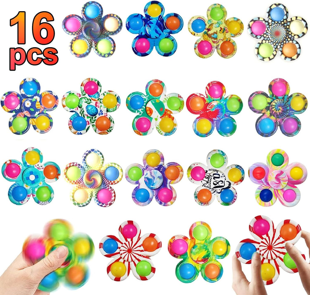16 Pack Pop Fidget Spinner Toys Party Favors Goodie Bags Stuffers for Kids Adults,Sensory Toys for Its ADHD Autism Stress Relief,Birthday Gifts,Carnival Treasure Box Toy Classroom Prizes Supplies