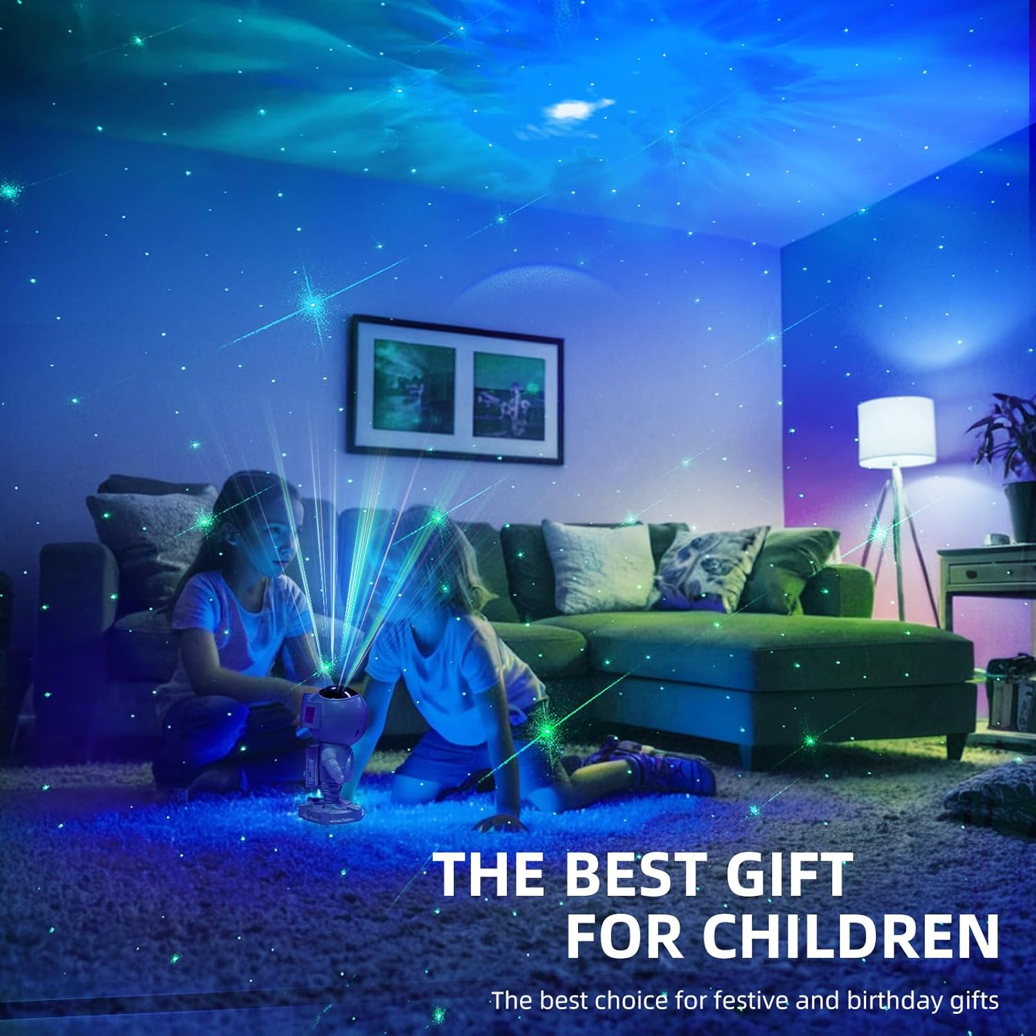 Astronaut Galaxy Projector Night Light for Kids Room,Bedroom Decoration, LED Lights, Star Projector with Nebula Moon, Bluetooth, White Noise, Remote Control