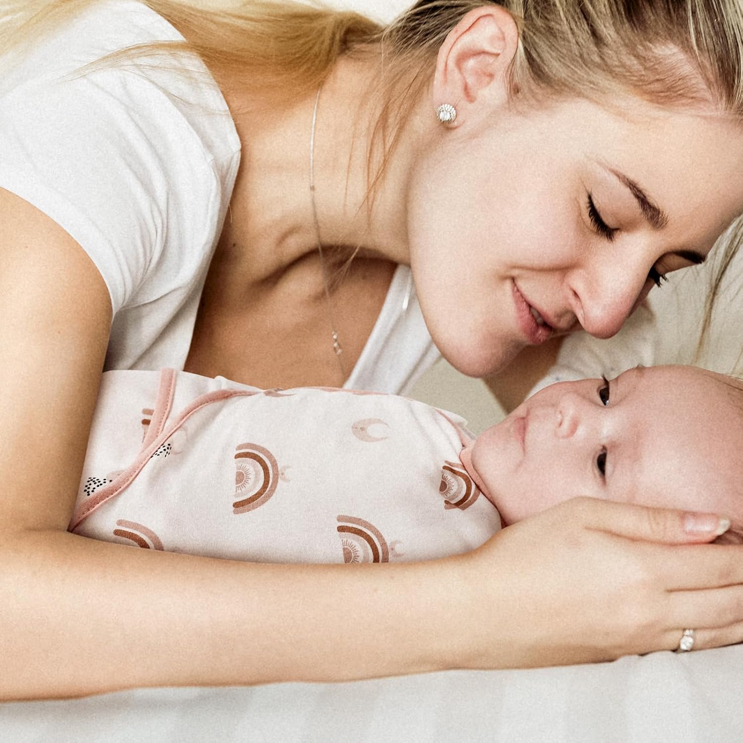 GLLQUEN BABY 3-Pack Organic Baby Swaddle Sleep Sacks for Newborn - Baby Swaddles 0-3 Months, Newborn Swaddling Sack, Rainbow & Sun, Infant Swaddle Blanket Wrap (Small/Medium)