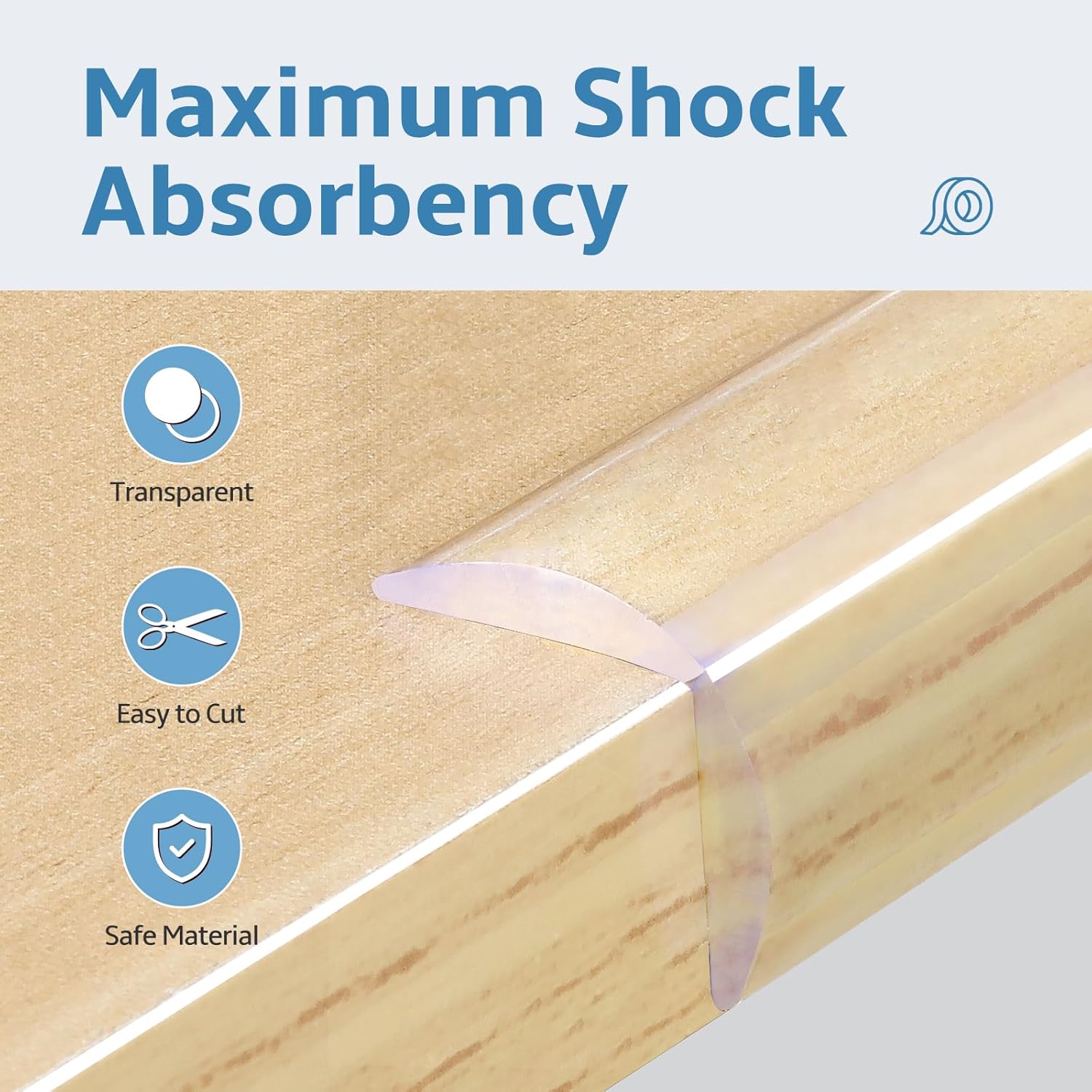 Edge Corner Protector Baby Proofing 18ft (5.5M) with 8 Corners, Clear Soft Corner Protectors Baby Proof, Furniture Corner Guard & Edge Safety, Edge Protector for Table and Fireplace