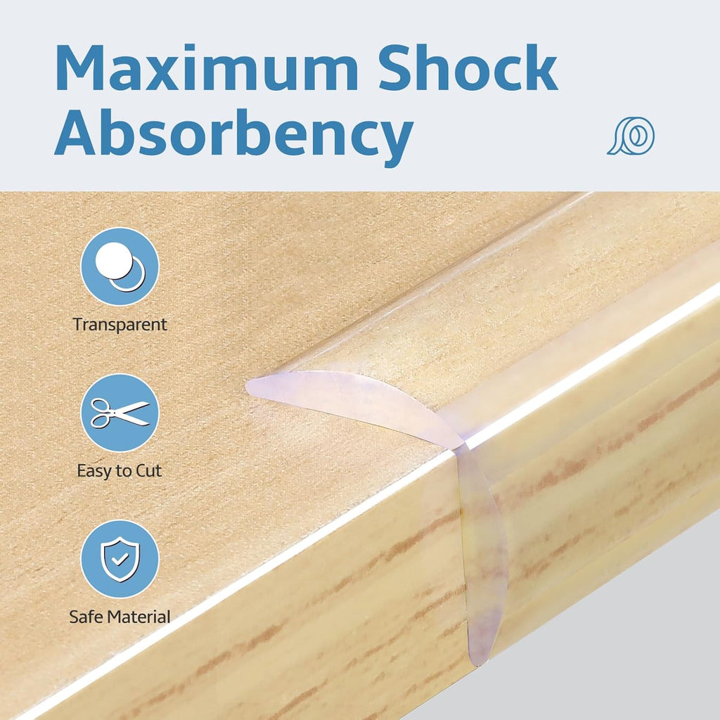 Edge Corner Protector Baby Proofing 12ft (3.7M) with 8 Corners, Clear Soft Corner Protectors Baby Proof, Furniture Corner Guard & Edge Safety, Edge Protector for Table and Fireplace