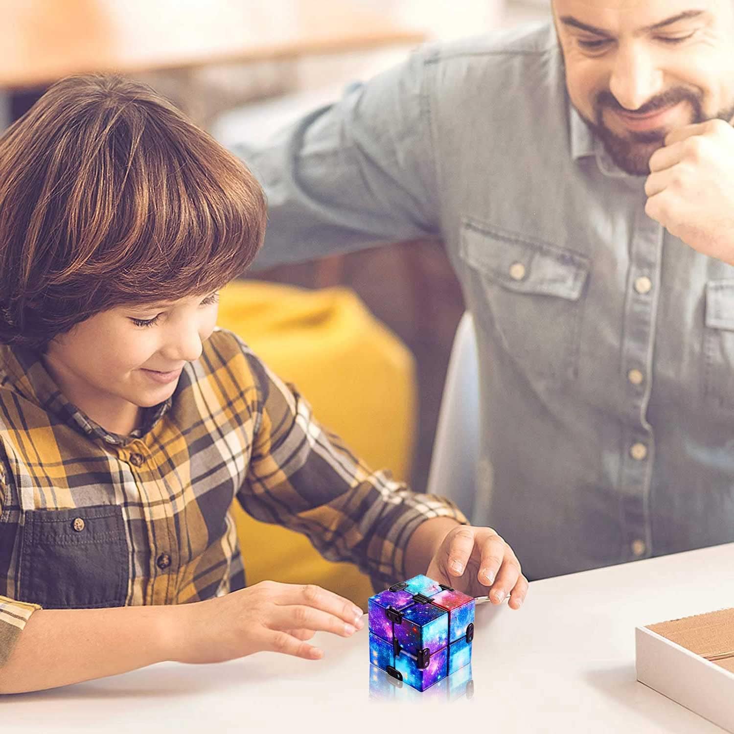 4 Pack Infinity Cube Fidget Toy, Fidgeting Game for Adults, Cool Mini Gadget Best for Stress and Anxiety Relief and Kill Time for ADD/ADHD/OCD A