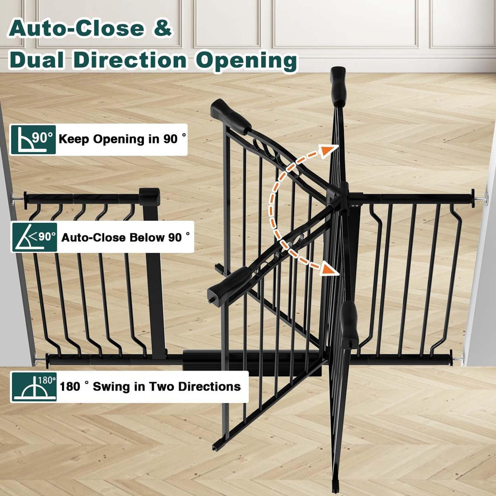 Fairy Baby Baby Gates for Stairs 29.5"-33.5" Wide, Safety Child Gate for Toddler Kids, Pet Dog Barrier Fence Indoor Metal Auto Close Walk Through, Black