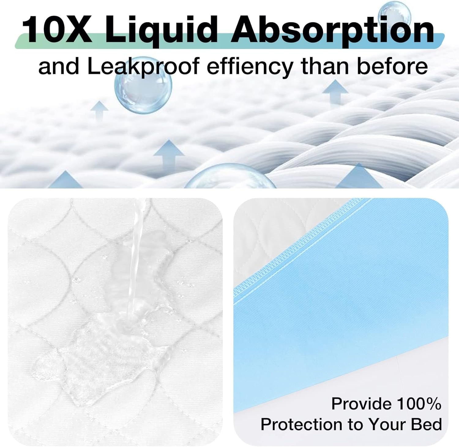 Bed Pads Washable Waterproof, 34" x 52" (4 Pack) Incontinence Bed Pads, Waterproof Bed Pad & Pee Pad, Perfect for Kids, Adults, The Elderly and Pets