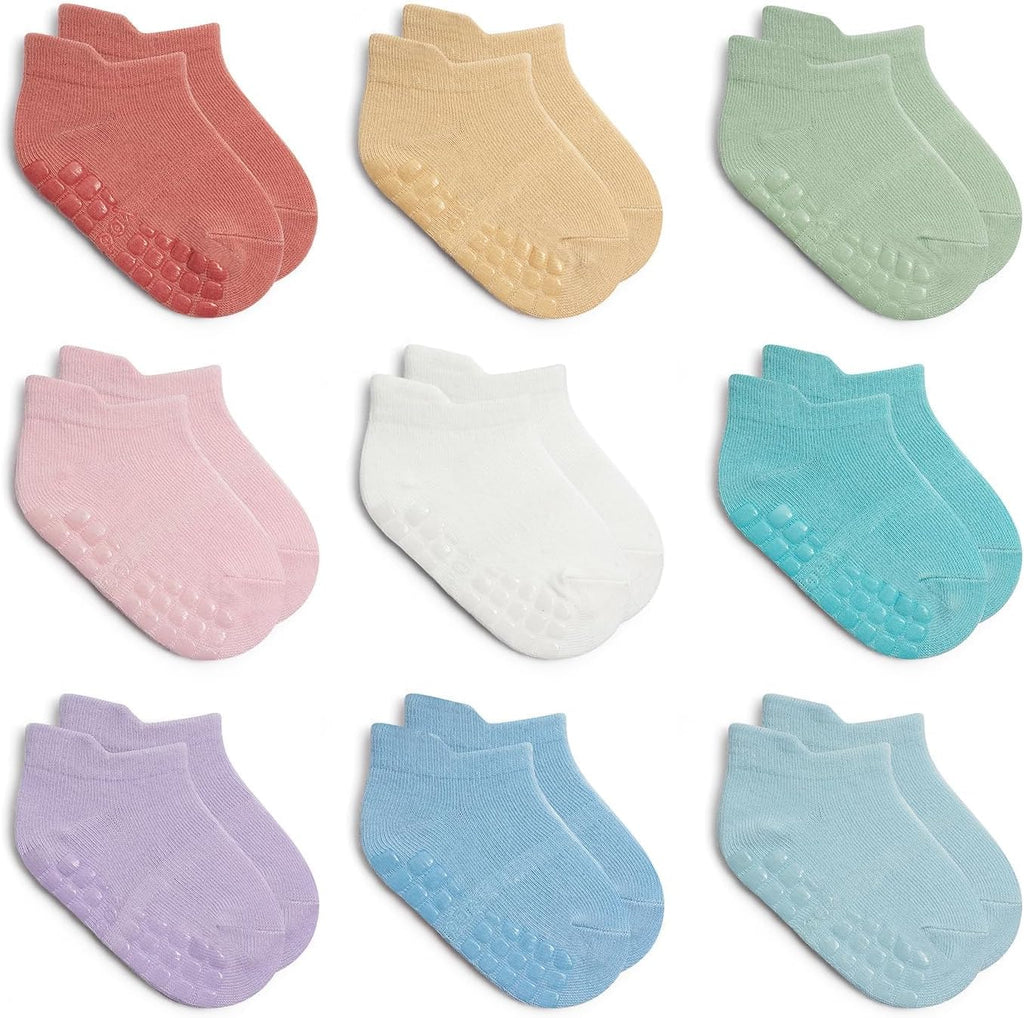 Baby Non Slip Ankle Socks with Grippers for 0 Months-7 Years Old Walking Socks
