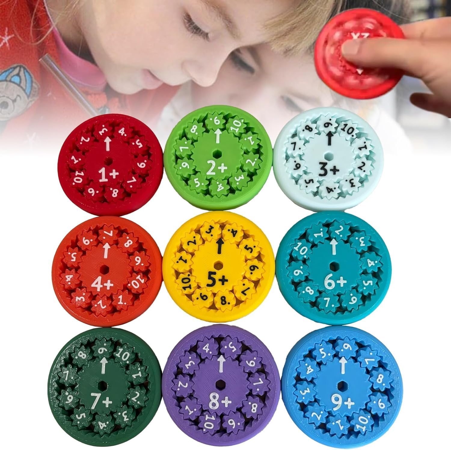 Math Fidget Spinners, Math Fact Fidget Spinners, Math Fidget Toy for Kids, Perfect for Learning Add Subtract Multiplication Division with The Math Spinners (Add Or Subtract 9pcs)
