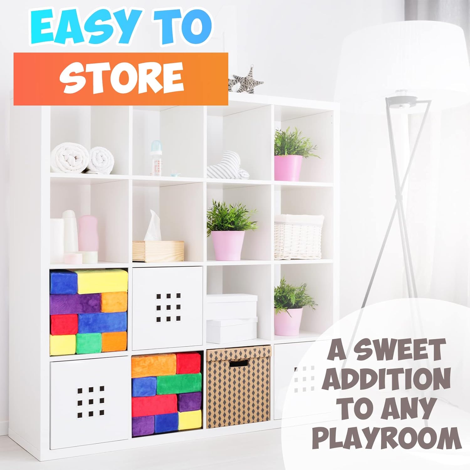 The Original Premium Plush Building Block for Kids - Certified Safe Foam Blocks in Luxuriously Soft Fabric Covers - Set of 24 (Classic Colors)