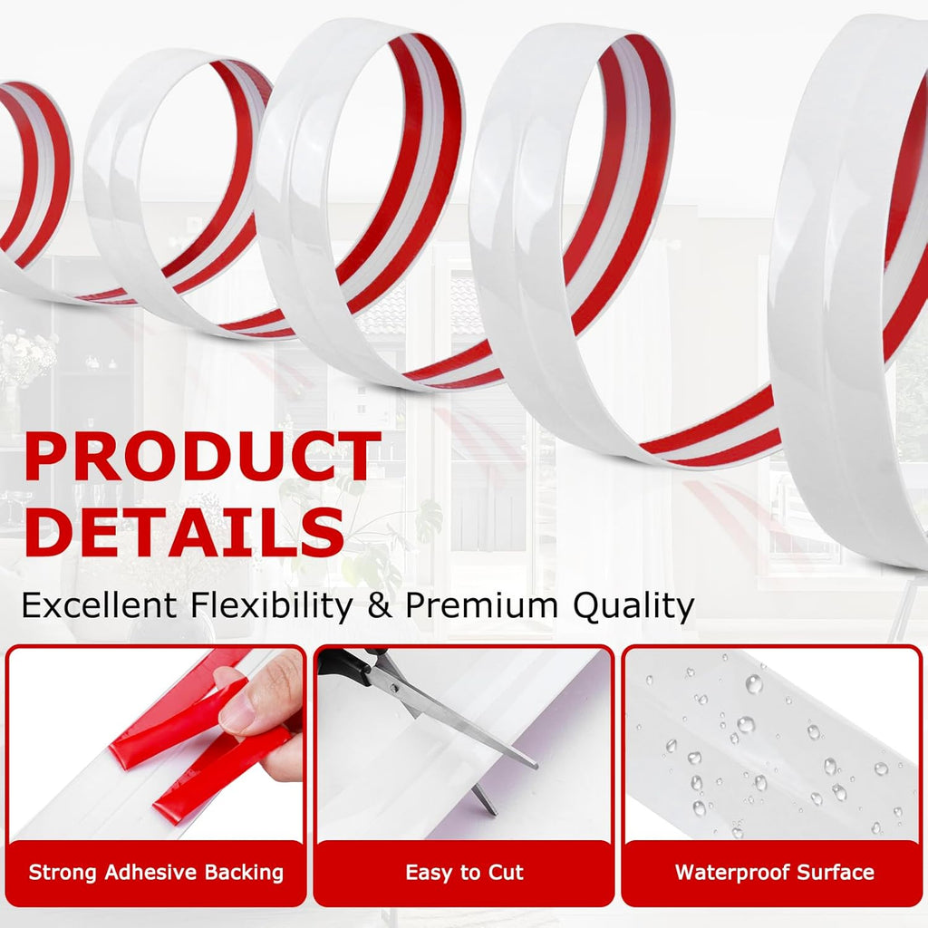 Flexible Wall Corner Protector Moulding Trim Peel and Stick Wall Corner Guards Edge Protector Self Adhesive Molding Trim Strip for Edge Ceiling (White, 0.8 in x 20 Ft)