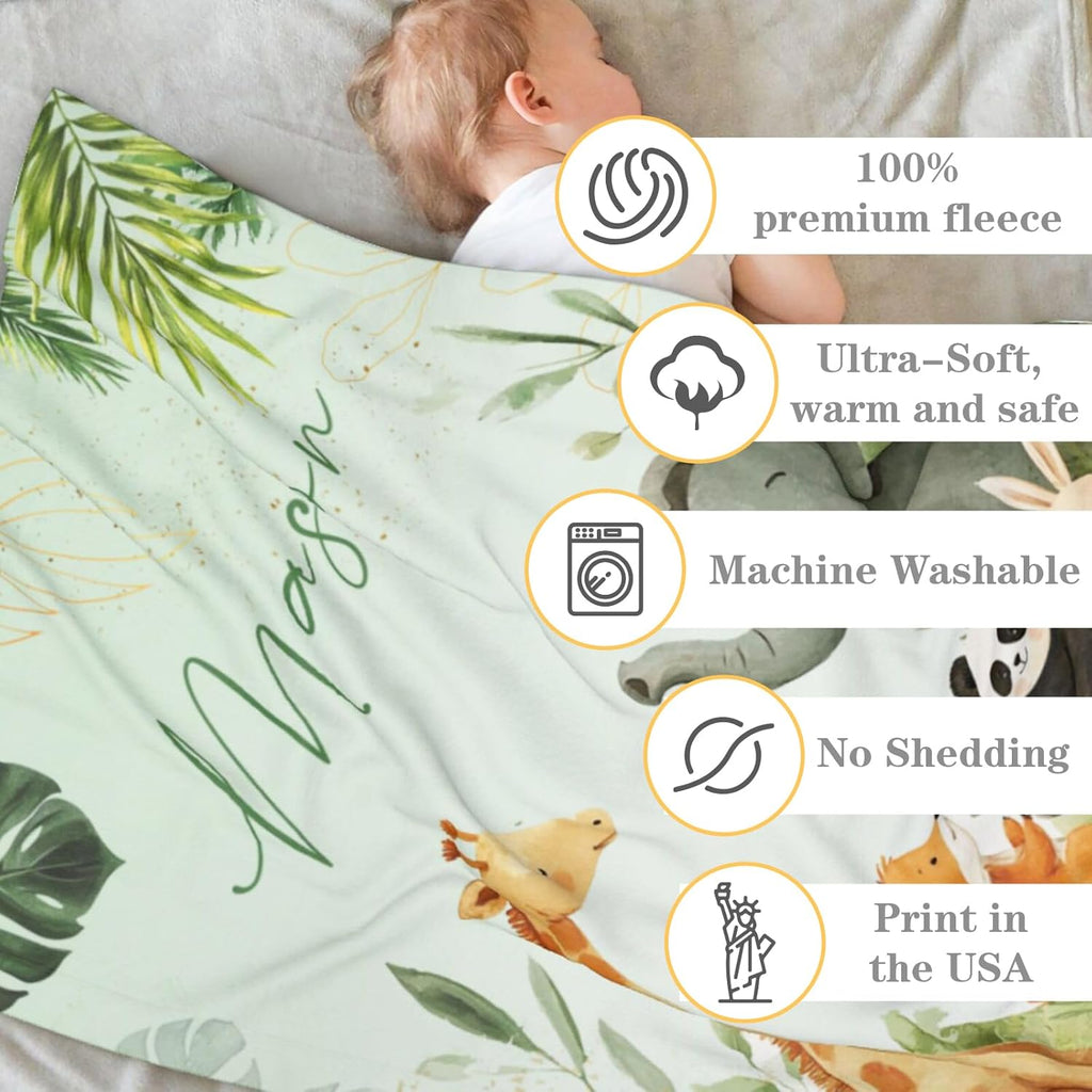 Custom Baby Blanket for Boys Personalized Baby Blanket with Name Soft Cozy Flannel Bed Throw Blanket for Kids Newborn Toddler Customized Baby Boy Gifts for Christmas Baby Shower Birthday Easter