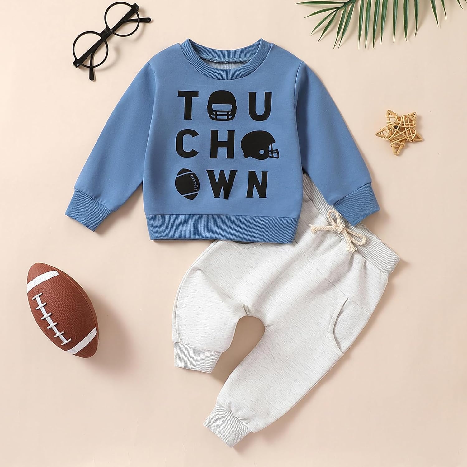 Baby Boy Clothes Fall 6 12 18 24 Months Football Long Sleeve Pullover Tops & Pant Sets Toddler Winter Outfits