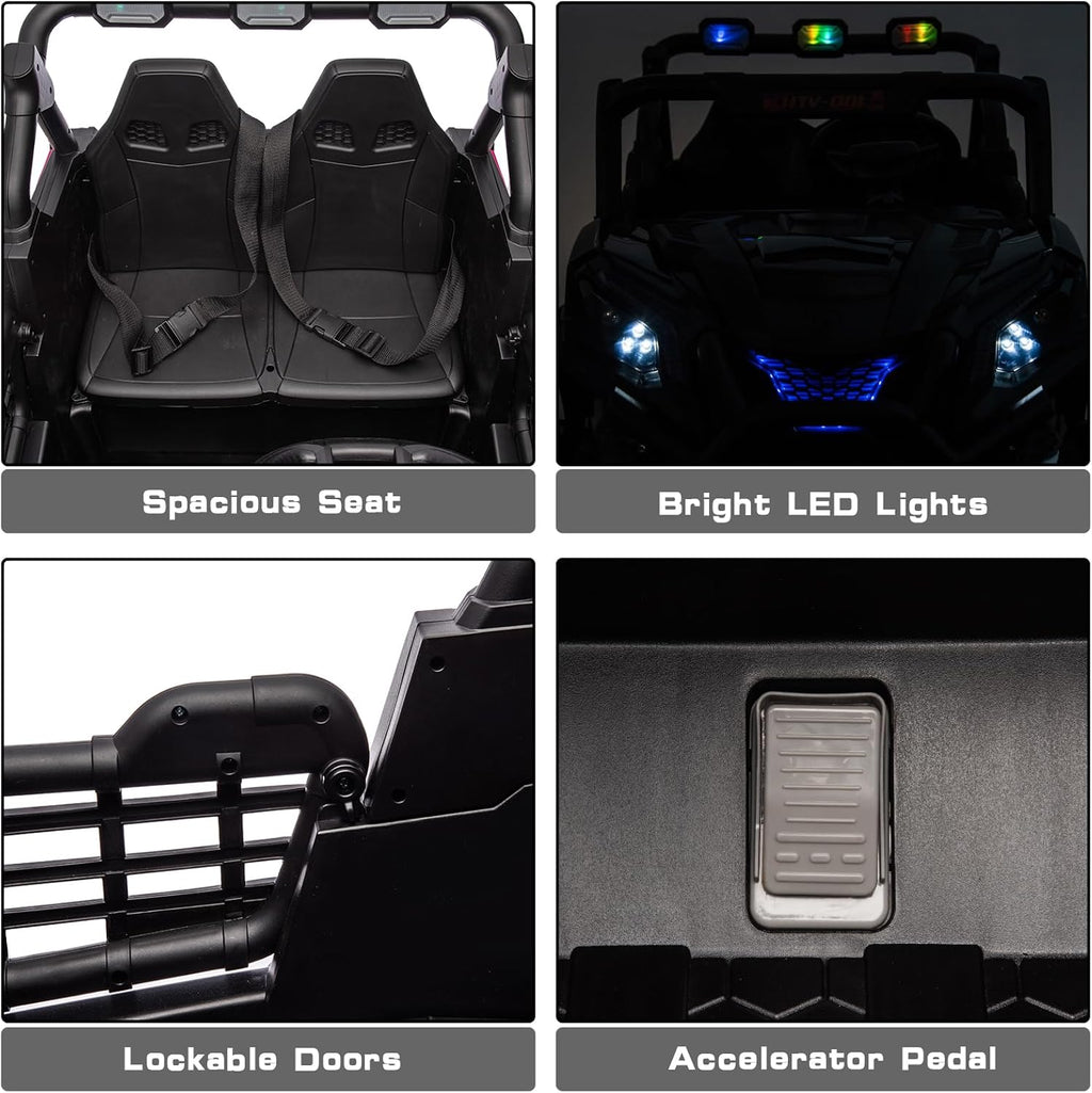 2 Seater 24V Kid Toy Car with Remote Control 4WD Electric Vehicles Battery Powered Toy Car,Ride on Car for 3+ Years Kids Ride On Toy(Black)