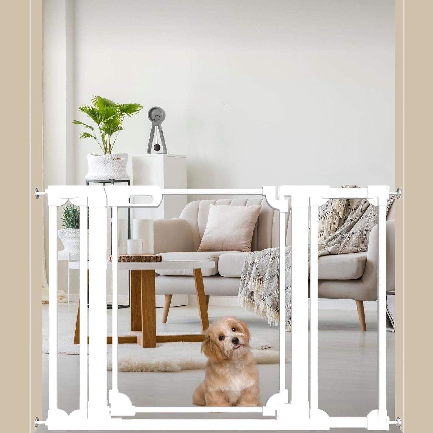 WAOWAO Clear Baby Gate for Stairs Modern Design Acrylic Auto Close Pet Gate, 29.52-47.24" Wide Safety Baby Gate for Doorways,White Clear Dog Gates Indoor, Hallways,Kitchen