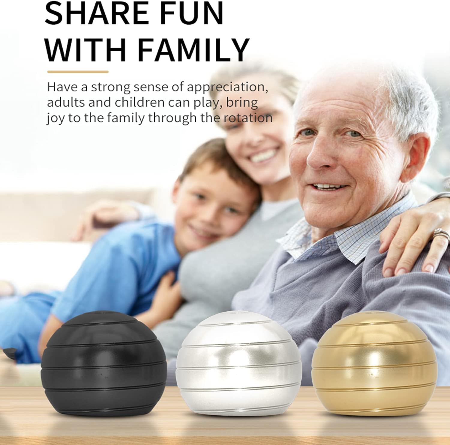 Desktop Motion Toys,Full Body Optical Illusion Fidget Spinner Ball,Creates a Mind-Bending Optical Illusion of Continuously Flowing Top Adult & Kids Pressure Reduction Toys Gifts(Silver)