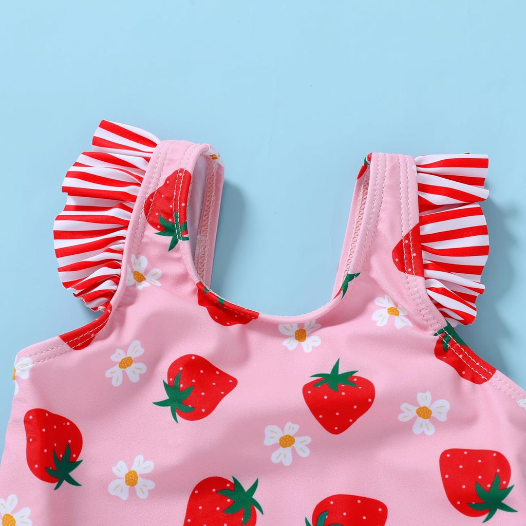 Tiny Cutey Toddler Girl Swimsuit Ruffled Stripe Sleeveless Swimwear One-Piece Baby Girl Bathing Suits