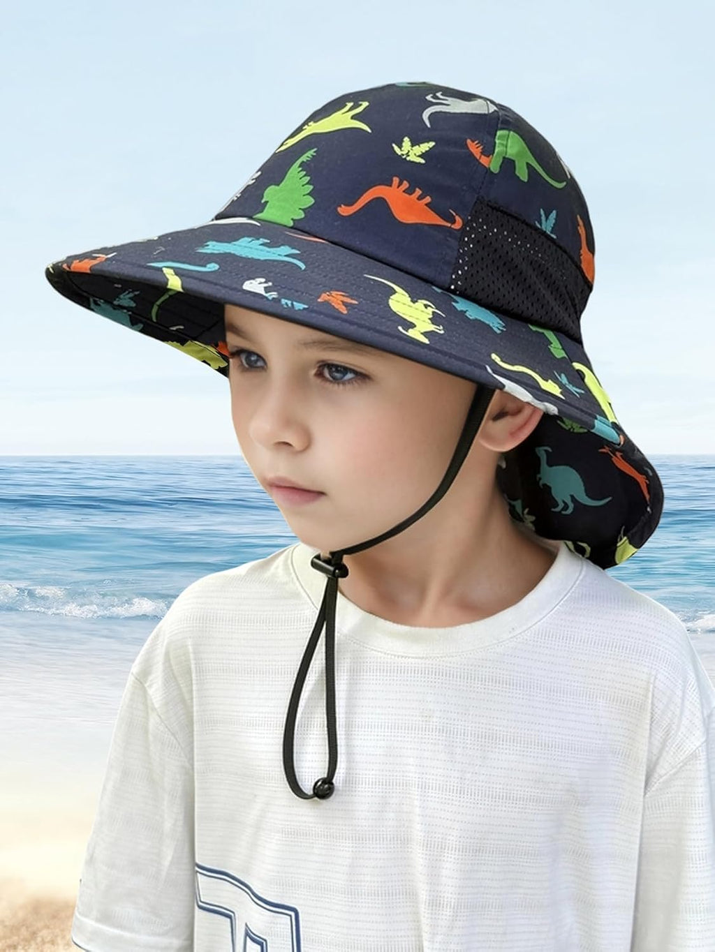 CHUNG Baby Sun Protection Hat Summer Toddler Adjustable UPF 50+ Wide Brim Neck Flap Beach Caps Boys Girls 1-12 Years Kids