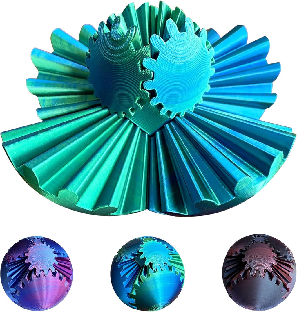 Gear Ball, Gear Sphere, 3D Printed Gear Ball Spin Ball or Cube Fidget Toy, Stress Ball, Fidget Ball, Gear Toy for Stress and Anxiety Relaxing (Color A)