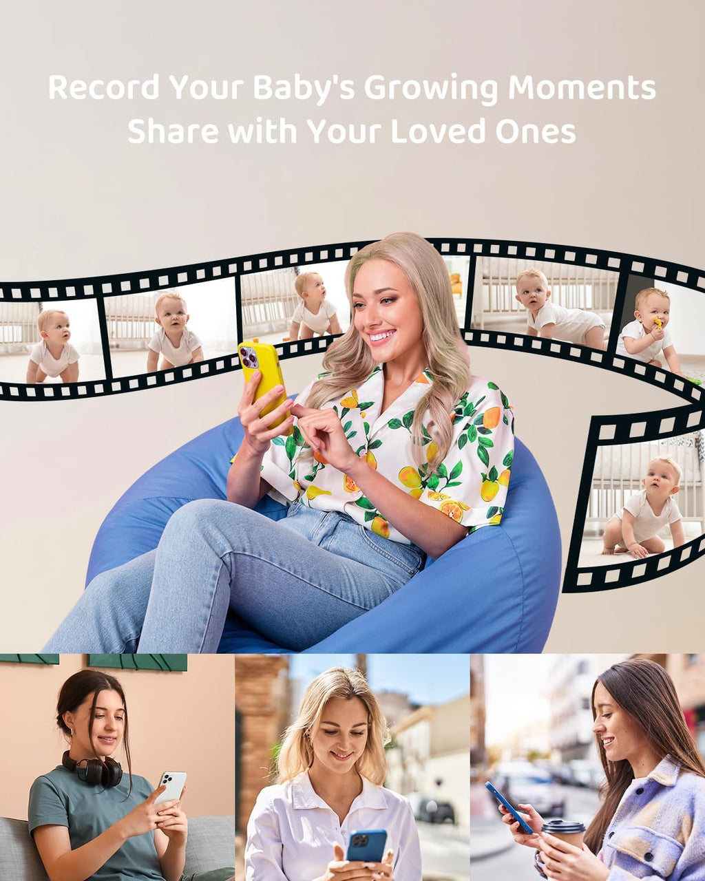 ARENTI 4MP 2.4G&5G WiFi Baby Monitor with 2 Cameras and Audio, Night Light, Auto Traking, Cry&Motion Detection, Temperature Sensor, App Control