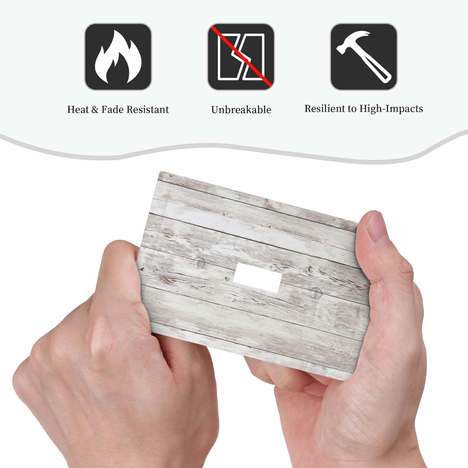 Decorative Light Switch Cover Rustic Vintage White Wood Grain 1 Gang Single Toggle Device Electrical Faceplate Switchplates Decorator Outlet Wall Plate for Farmhouse Home Decor