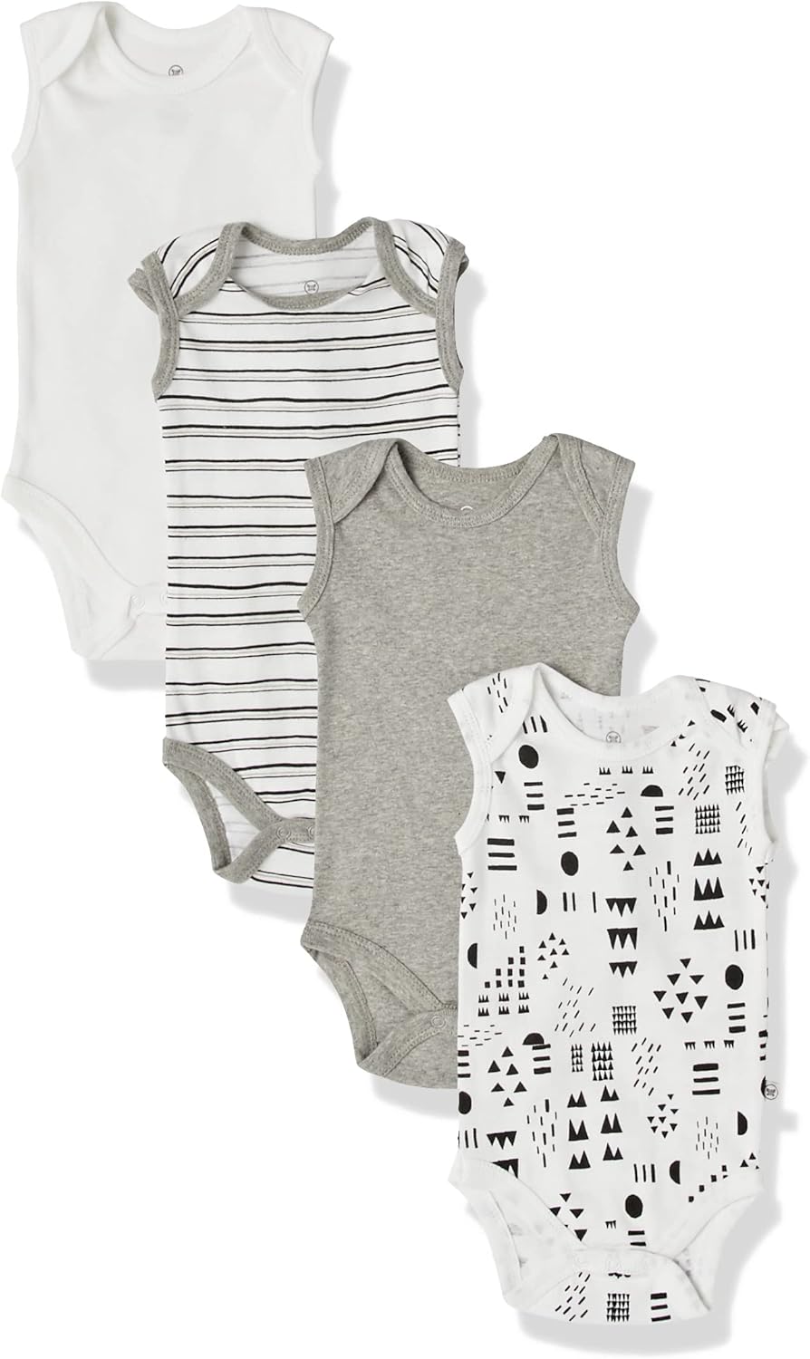 Sleeveless Bodysuits One-piece 100% Organic Cotton for Baby Boys, Girls, Unisex