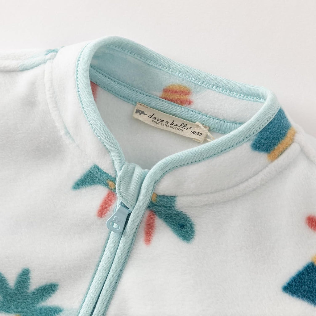 DAVE & BELLA Kids Printed Polar Fleece Jacket Toddler Baby Boys Girls Zip Up Long Sleeve Spring Fall Warm Outerwear Coat