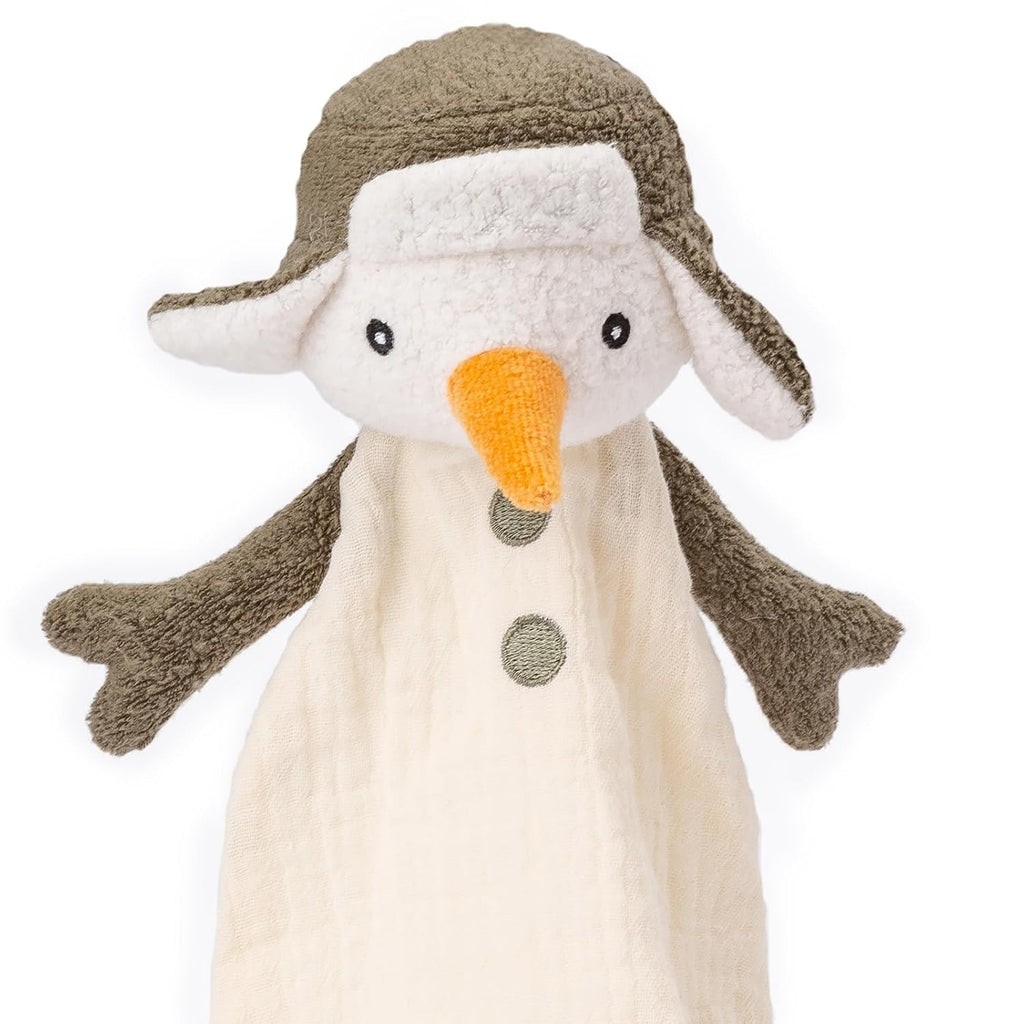 Organic Cotton Stuffed Animal Rattle Baby Toys, Plush Snowman Cuddle Cloth and Hand Grip Ring Rattles Plush Toy Set for Newborns Infant Boys Girls, 2 PCS