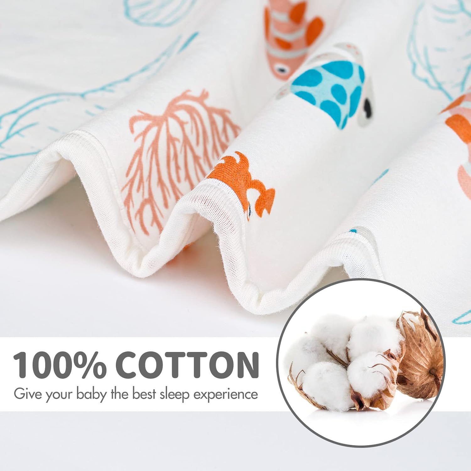 Baby Transitional Swaddle Sleep Sack - Swaddles for Newborns, Cuff Removable Arms Up Design, Free Wearable Blankets with 2-Way Zipper, Underwater World (3-6 Month)