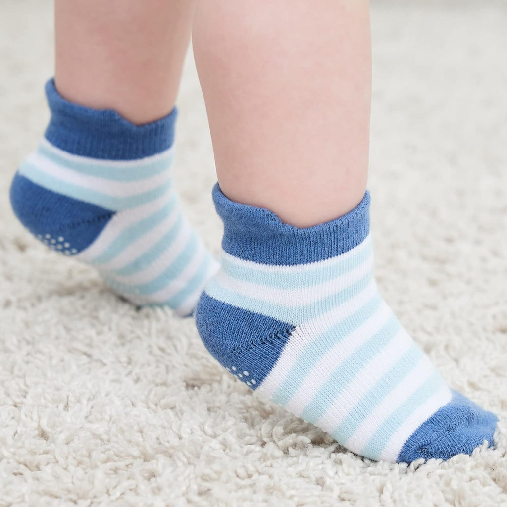 Zaples Baby Non Slip Grip Ankle Socks with Non Skid Soles for Infants Toddlers Kids Boys Girls
