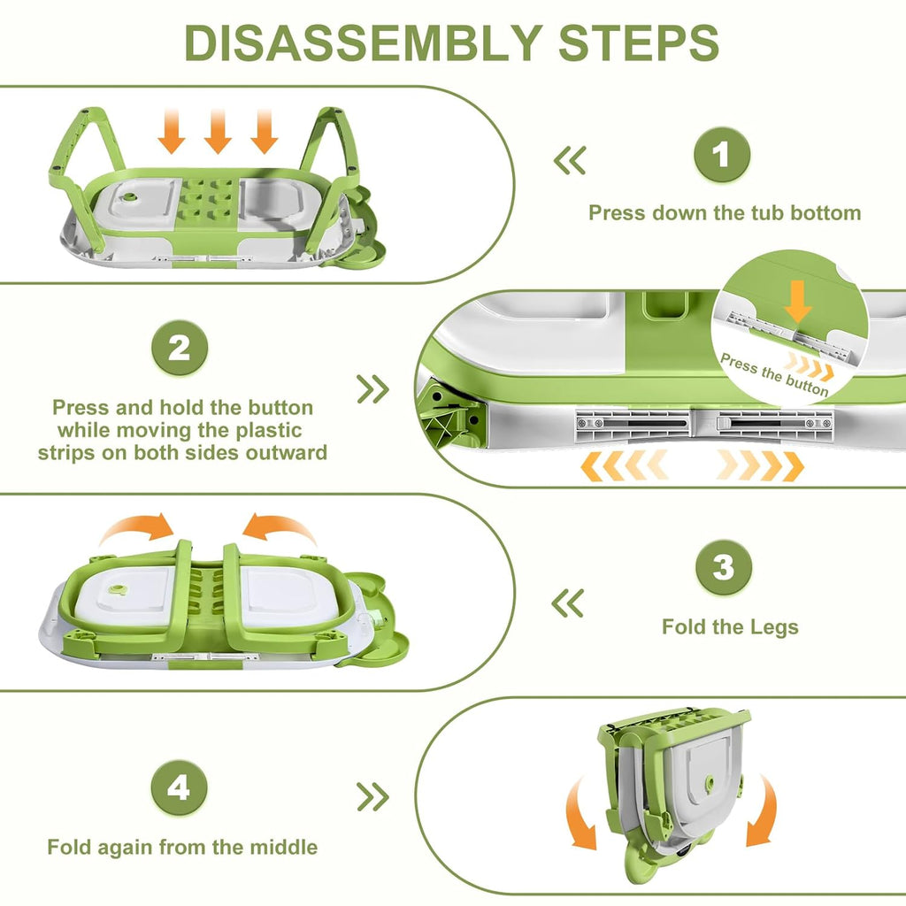 TPN Collapsible Baby Bathtub, Baby Bath Tub with Soft Cushion & Real-Time Thermometer, Baby Bathtub Infant to Toddler Tub (0-36 Months), Portable Newborn Travel Bath tub
