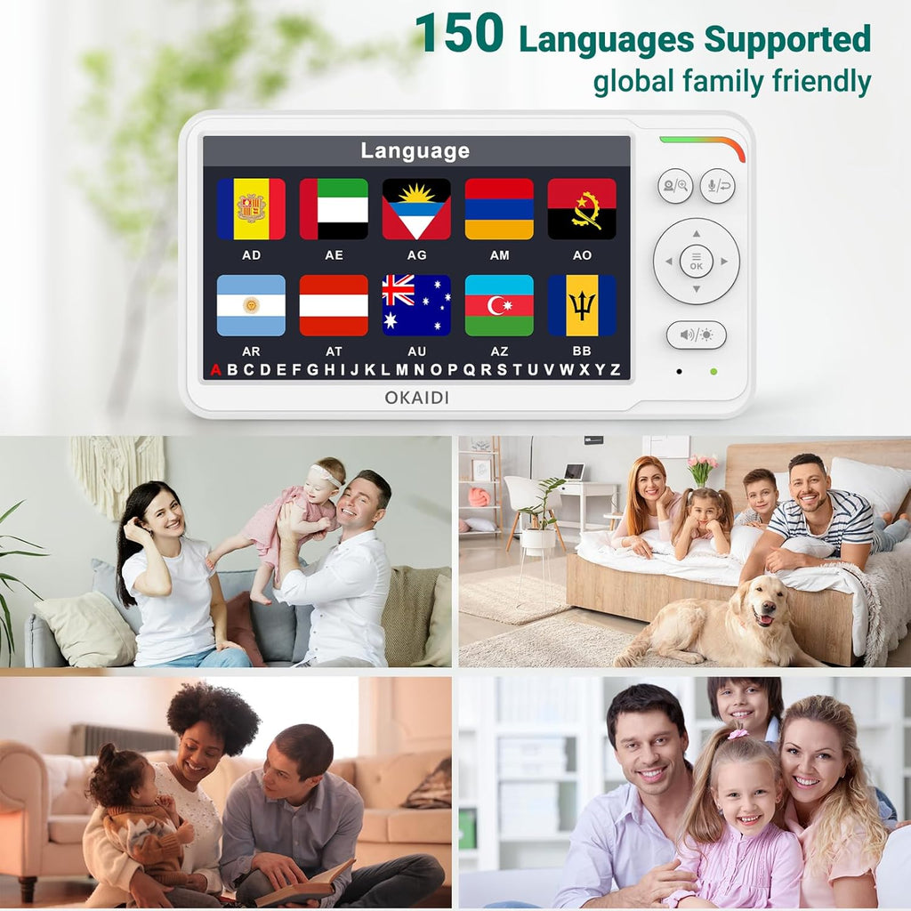 Baby Monitor with Camera and Audio,6" IPS Screen Baby Camera Monitor with 30H Battery,1000ft Range,Night Vision,Baby Monitor No WiFi,2-Way Talk & 150 Languages Support(Ideal for Home & Travel)