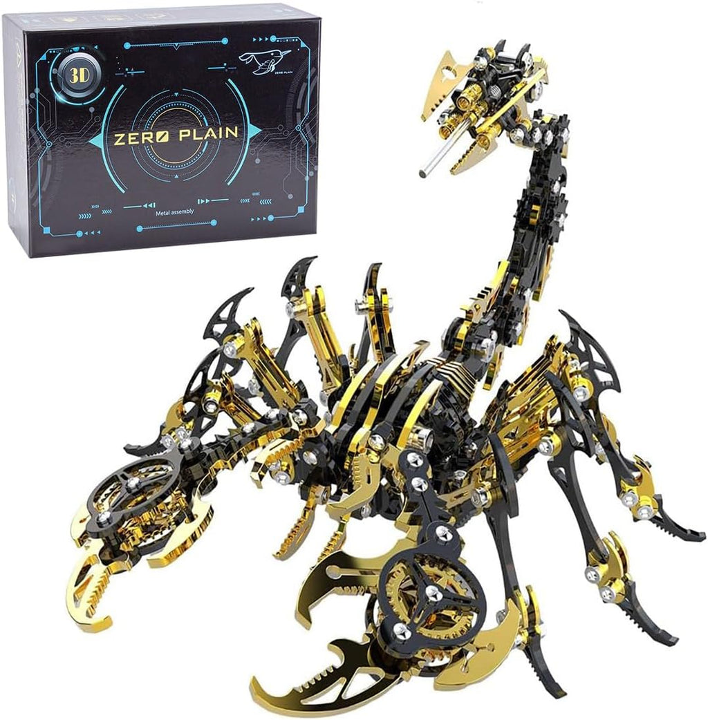 Scorpion 3D Metal Puzzles for Adults, Mechanical Scorpion King DIY Model Kit, 3D Brain Teaser Puzzle Stainless Steel Hand Assembled Detachable Model ArtCraft Desk Ornaments Toy (Black Gold)