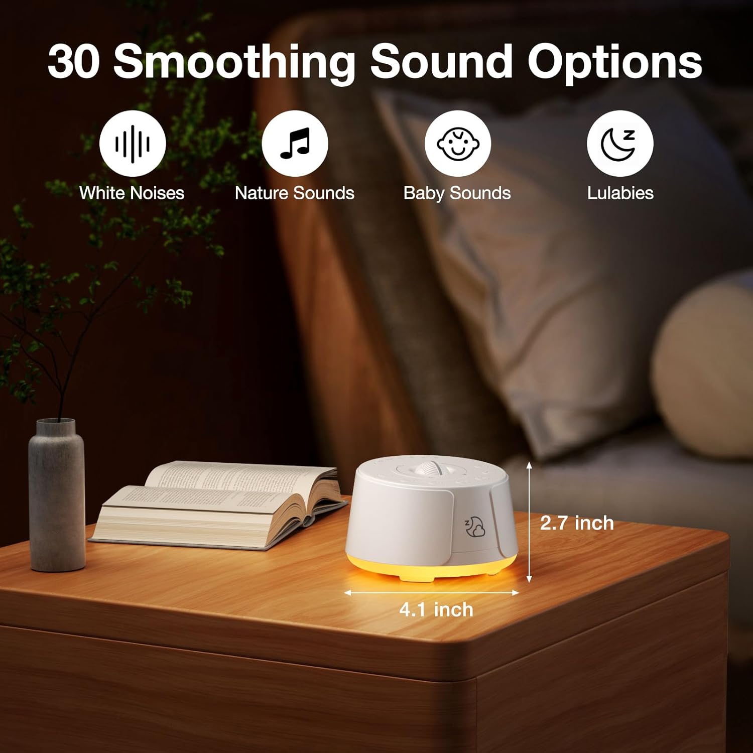 Sound Machine LEICEX White Noise Machine - 30 Soothing Sounds, 10 Colors Night Light, Rechargeable Battery- Travel Portable Sound Machine for Sleep Baby Adults, Perfect Sleeping Companion