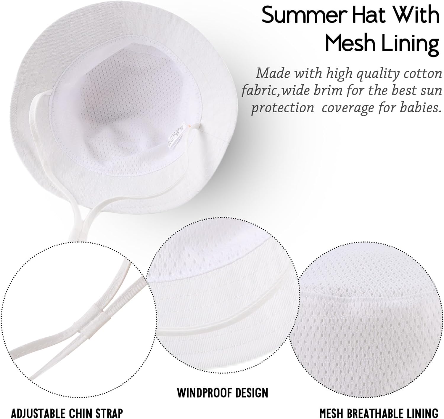 JANGANNSA Cotton Baby Sun Hat Infant Toddler Boys Girls Bucket Hats Summer Sun Protection Kids Beach Caps