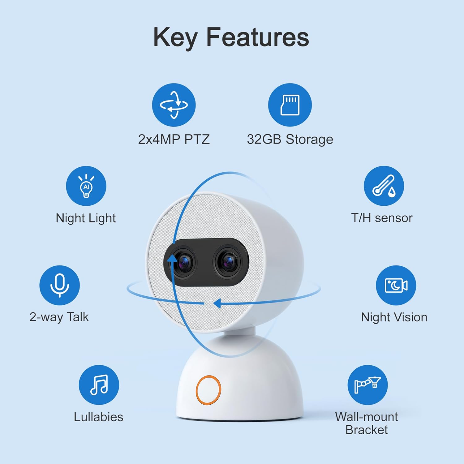 Simsky Smart Baby Monitor with 2×4MP Camera, 6X Optical Quality Zoom, AI Tracking, Intelligence Detection, Pan-Tilt-Zoom, 32GB Local Storage, Add-on Camera Monitor