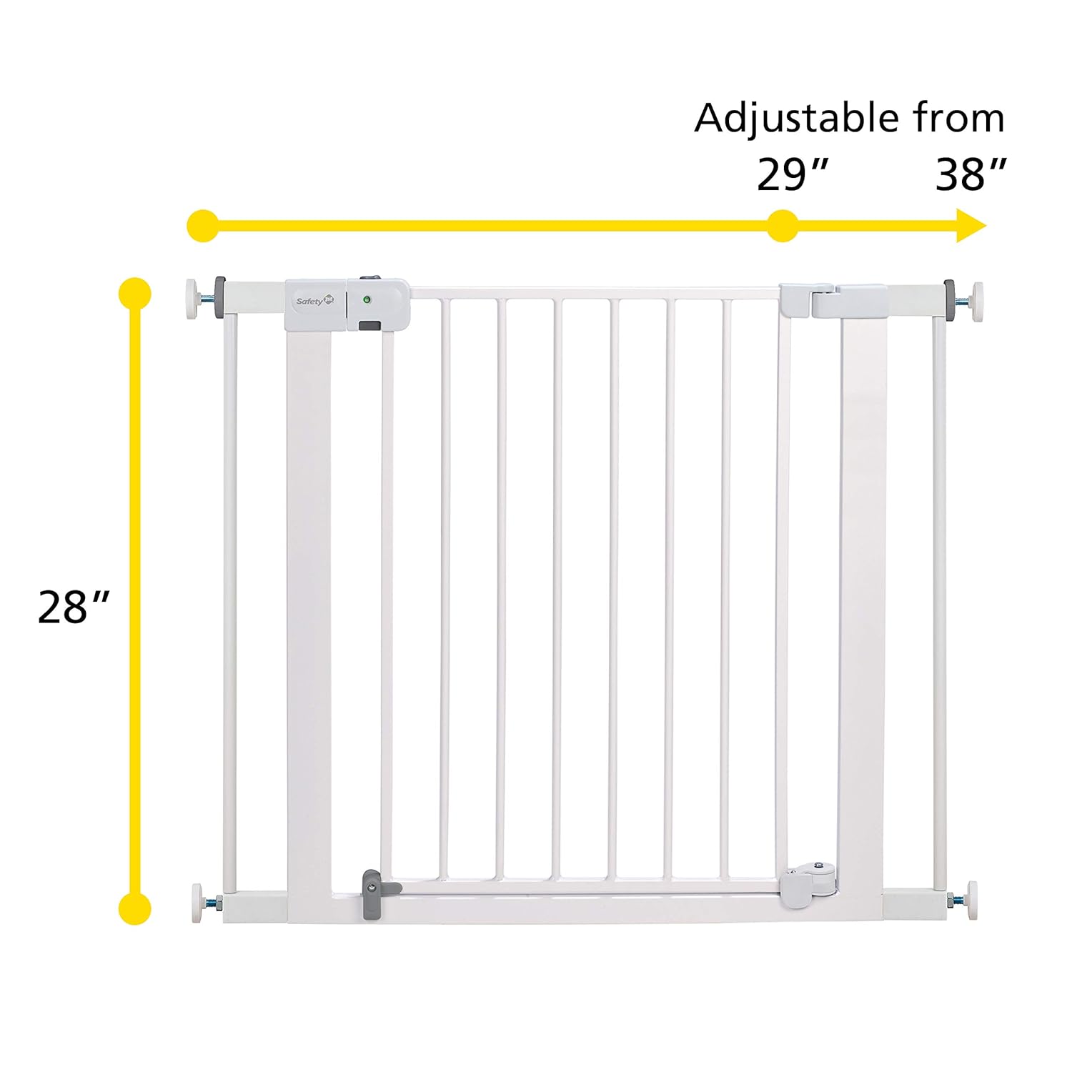 Safety 1st Easy Install Baby Gate for Doorways, Auto-Close Pressure-Mounted Magnetic Latch, Indoor Dog Gates, No Drilling, Fits 29"-38", White