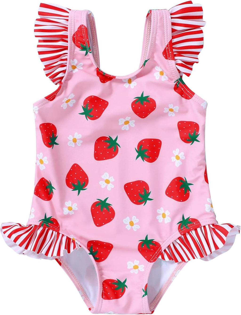 Tiny Cutey Toddler Girl Swimsuit Ruffled Stripe Sleeveless Swimwear One-Piece Baby Girl Bathing Suits