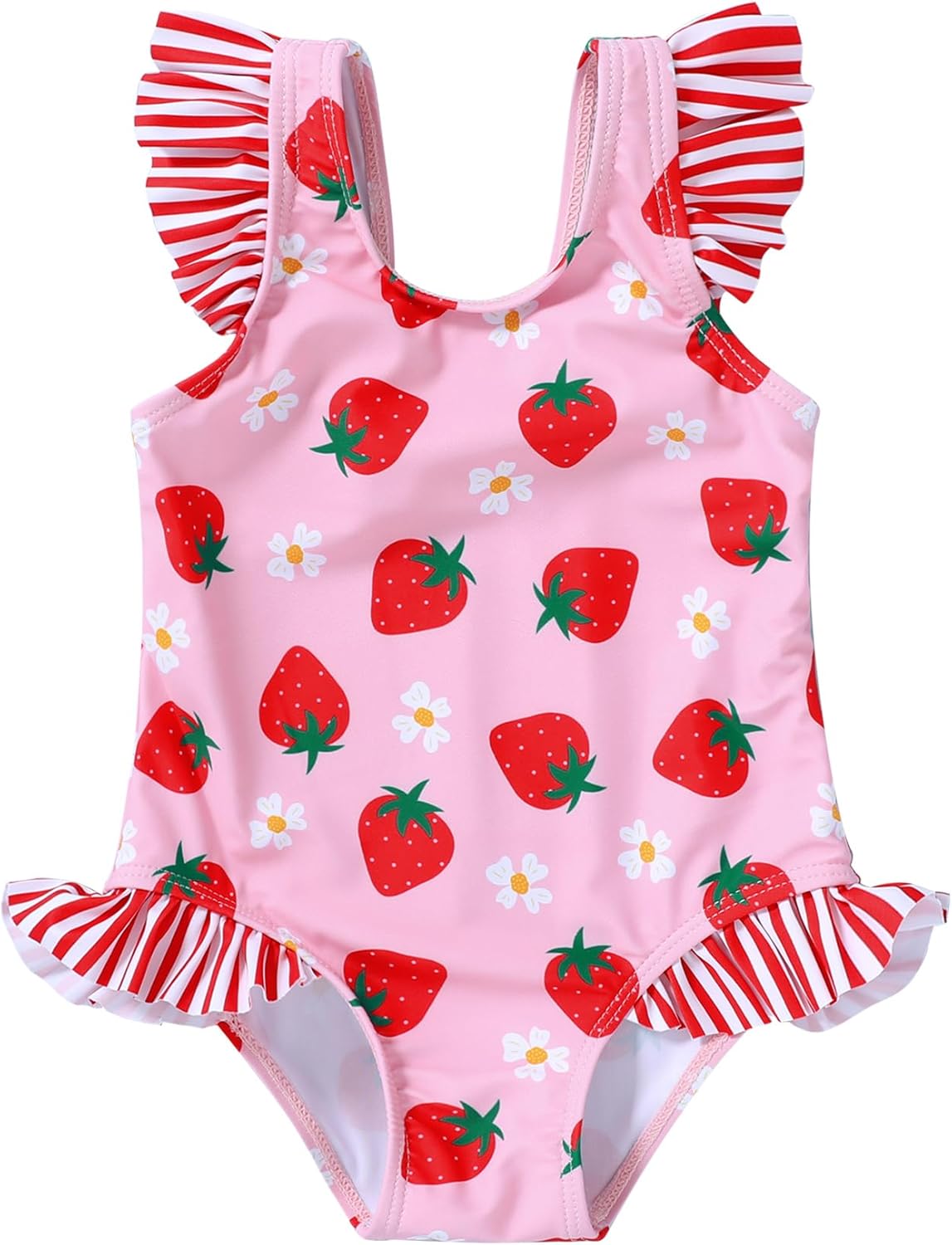 Tiny Cutey Toddler Girl Swimsuit Ruffled Stripe Sleeveless Swimwear One-Piece Baby Girl Bathing Suits