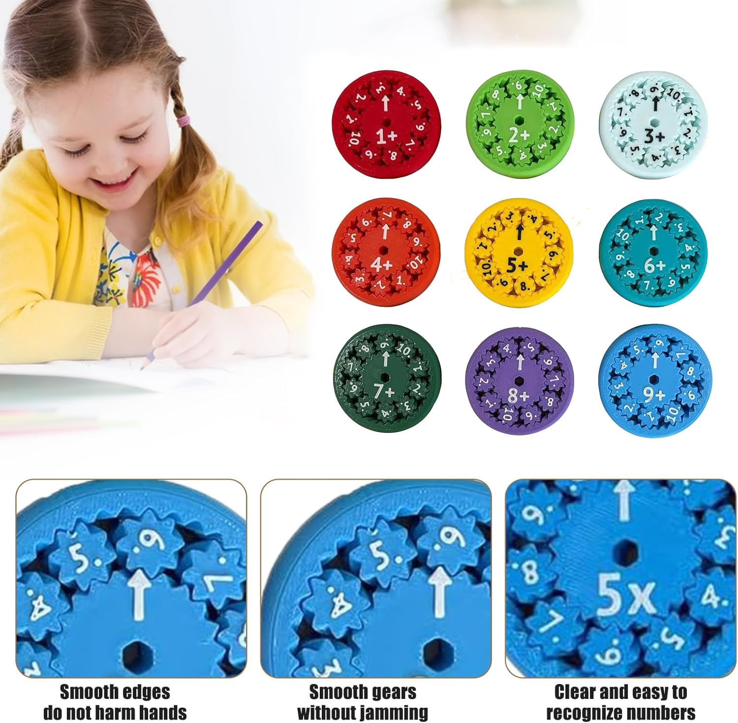 Math Fidget Spinner, Math Fact Fidget Spinners, Math Fidget Toy, Math Learning & Education Toys Game (Add Or Subtract 9pcs)