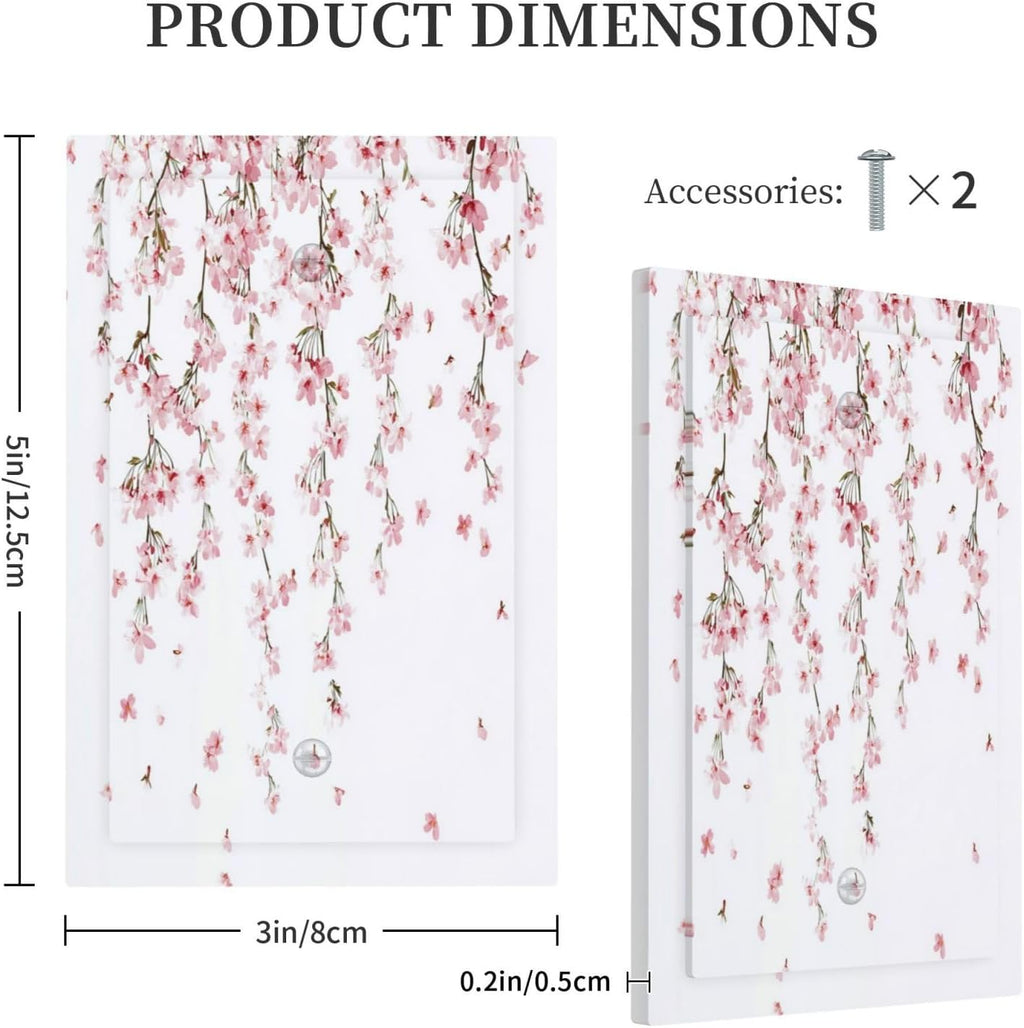 Light Switch Cover Plate Sakura Plant Floral Pink Flowers 1 Gang No Device Blank Electrical Wall Plates Faceplate Decorative Switch Plate For Bed Room Living Room Decor