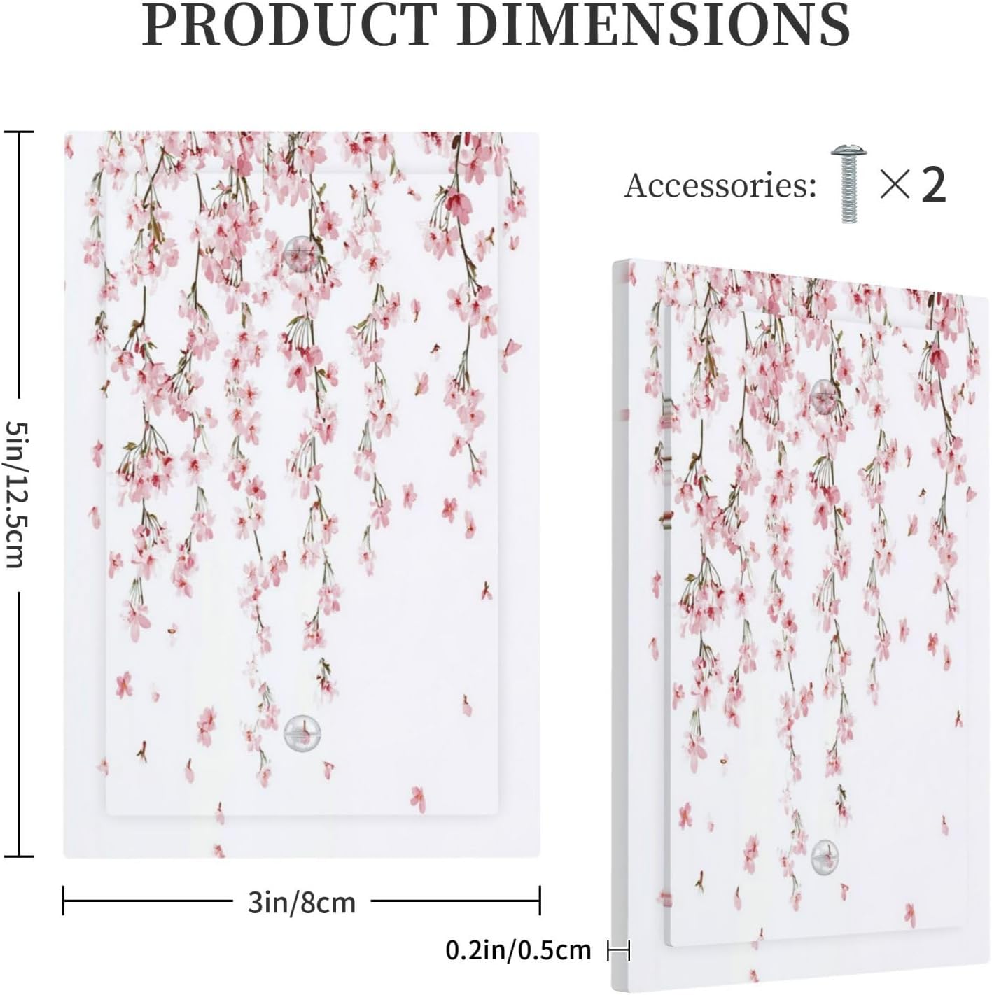 Light Switch Cover Plate Sakura Plant Floral Pink Flowers 1 Gang No Device Blank Electrical Wall Plates Faceplate Decorative Switch Plate For Bed Room Living Room Decor