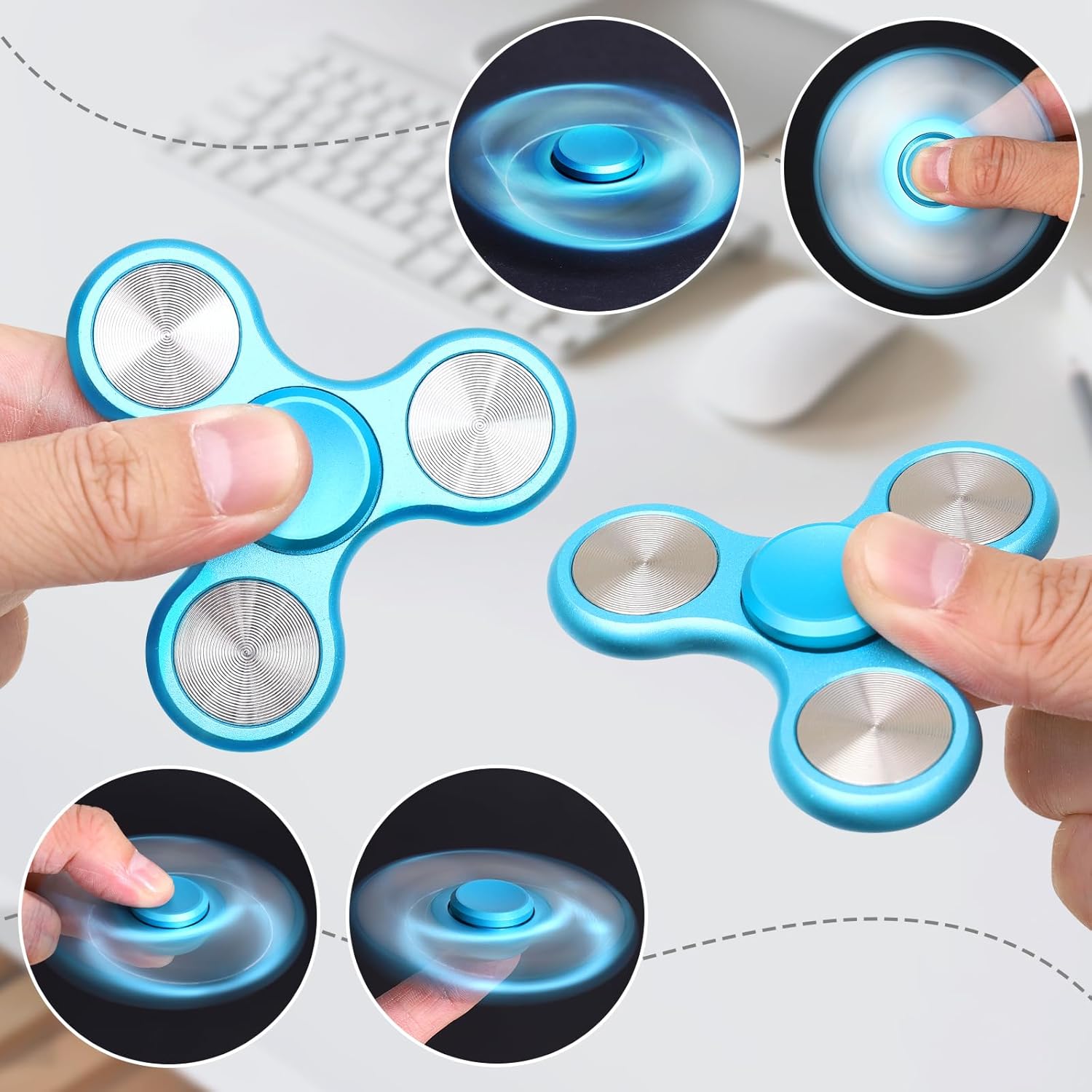 Metal Fidget Spinner for Adults, Silent Sensory Fidget Toys Adults Hand Spinners for ADHD Anxiety Stress Relief, Desk Toys for Office, Birthday Gifts Stocking Stuffers Classroom Prizes