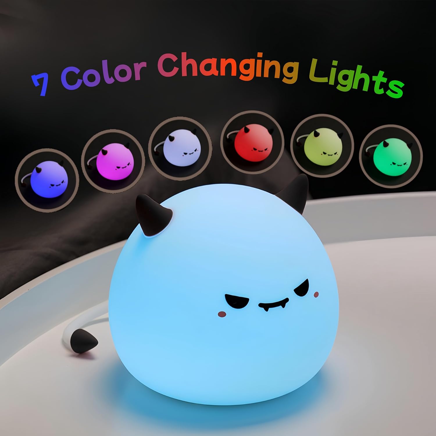 Cute Monster Night Light for Kids,Cute Monster lamp Soft Silicone Lamp 3 Level Dimmable Changing Rechargeable Breastfeeding Nursery Portable Kawaii Lamps,Bedside Lamp for Baby and Toddler,Boy Girls
